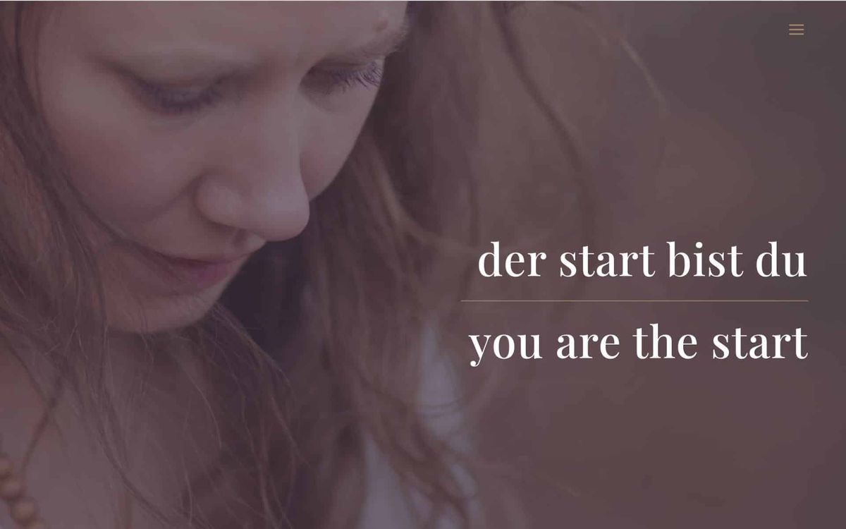 Startseite von Nohila Driever mit dem Satz: der start bist du